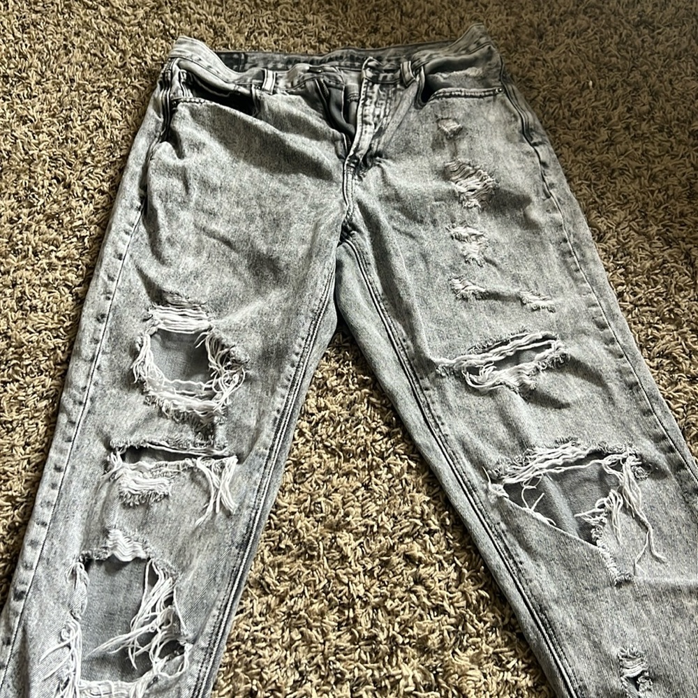 Black acid washed jeans mom jeans